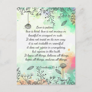1 Corinthians 13: 4-7 Briefkaart