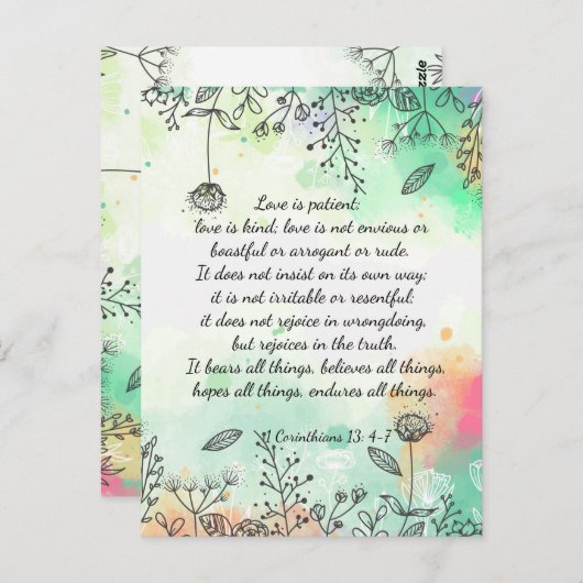 1 Corinthians 13: 4-7 Briefkaart (Voorkant / Achterkant)