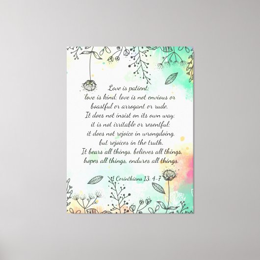 1 Corinthians 13: 4-7 Canvas Afdruk (Voorkant)