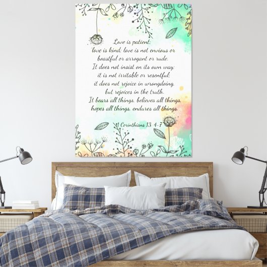 1 Corinthians 13: 4-7 Canvas Afdruk (Insitu (Slaapkamer))