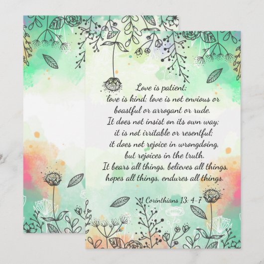 1 Corinthians 13: 4-7 Kaart (Voorkant / Achterkant)