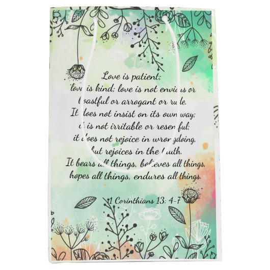 1 Corinthians 13: 4-7 Medium Cadeauzakje (Voorkant)