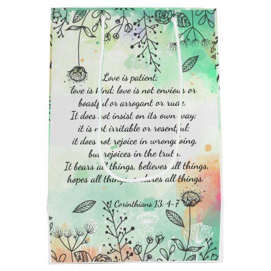 1 Corinthians 13: 4-7 Medium Cadeauzakje (Achterkant)