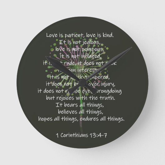 1 Corinthians 13: 4-7 Ronde Klok (Voorkant)