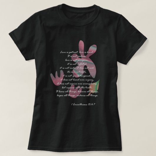 1 Corinthians 13: 4-7 T-shirt (Design voorkant)