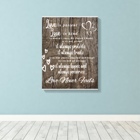 1 Corinthians 13:4-8 Achtergrond van canvas (Insitu (Houten vloer))