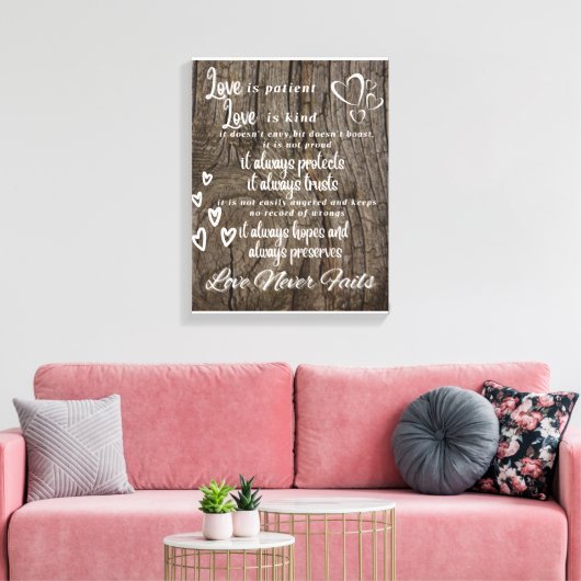 1 Corinthians 13:4-8 Achtergrond van canvas (Insitu (Woonkamer))