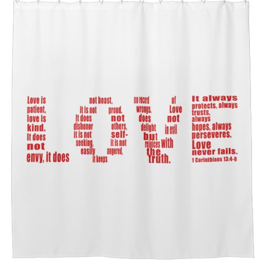 1 Corinthians 13:4-8 Bijbelvers Douchegordijn (Voorkant)