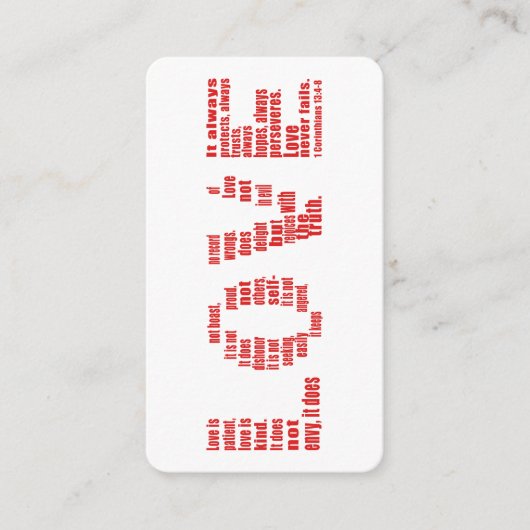 1 Corinthians 13:4-8 Bijbelvers Informatiekaartje (Voorkant)