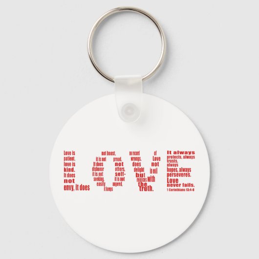 1 Corinthians 13:4-8 Bijbelvers Sleutelhanger (Voorkant)