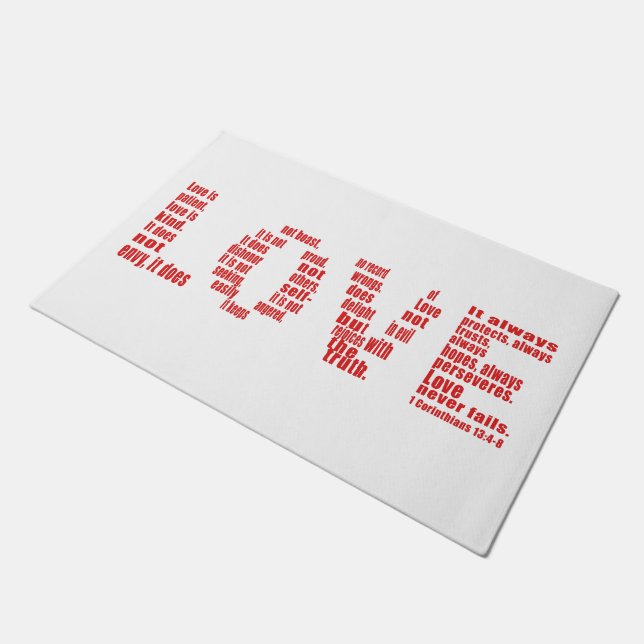 1 Corinthians 13:4-8 Bijbelverse Verse Deurmat (Schuin)