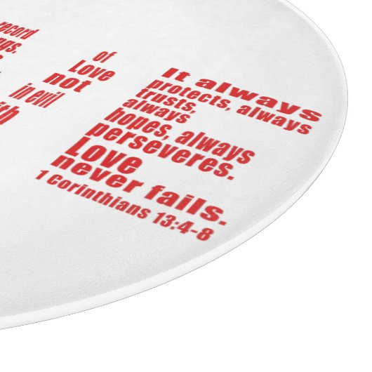 1 Corinthians 13:4-8 Bijbelverse Verse Snijplank (Hoek)