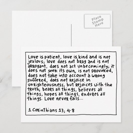 1 Corinthians 13 4-8 Briefkaart (Voorkant / Achterkant)