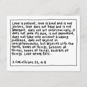 1 Corinthians 13 4-8 Briefkaart