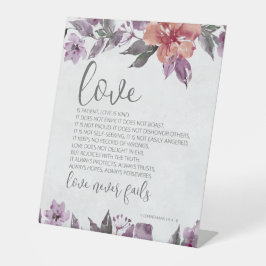 1 Corinthians 13:4-8-liefde Nooit zonder Floral Reclamebord Met Voetstuk
