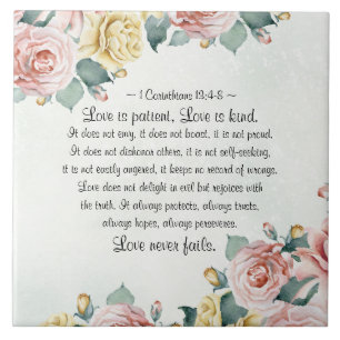 1 Corinthians 13:4-8 Love is Patient, Love is Type Tegeltje