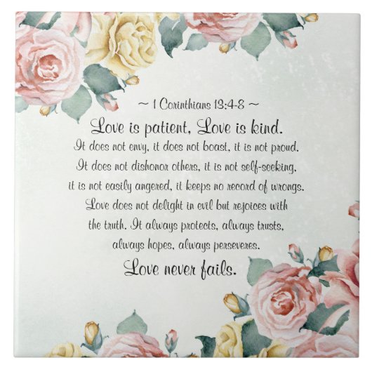 1 Corinthians 13:4-8 Love is Patient, Love is Type Tegeltje (Voorkant)