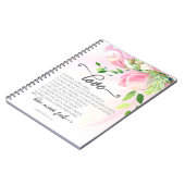 1 Corinthians 13:4-8 Love is Patient Pink Magnolia Notitieboek (Linkerzijde)