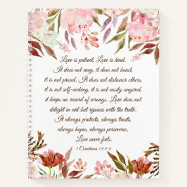 1 Corinthians 13:4-8 Love is Patient Pink Wedding Notitieboek
