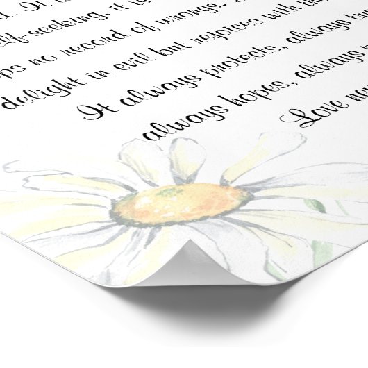 1 Corinthians 13:4-8 Love is Patient White Daisies Poster (Hoek)