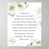 1 Corinthians 13:4-8 Love is Patient White Daisies Poster (Voorkant)