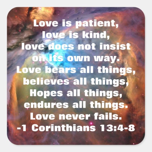 1 Corinthians 13:4-8 Sticker (Voorkant)