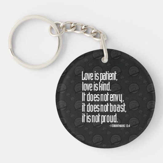 1 Corinthians 13:4 Acrylronde Sleutelhanger (Voorkant)
