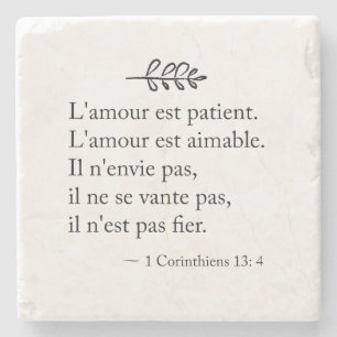 1 Corinthians 13:4 Love Verse in French Stenen Onderzetter