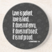 1 Corinthians 13:4 Sandstone-Onderzetters Zandsteen Onderzetter (Voorkant)