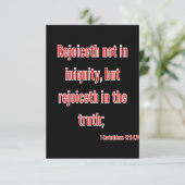 1 Corinthians 13:6 Bijbelscriptgroet Kaart (Staand voorkant)