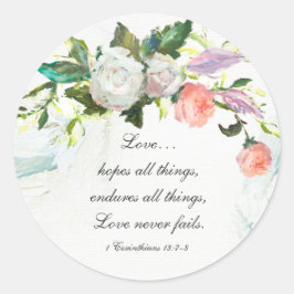 1 Corinthians 13:7-8-liefde Nooit faalt Rozen Ronde Sticker