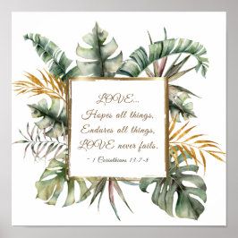 1 Corinthians 13:7-8-liefde nooit mislukt tropisch Poster