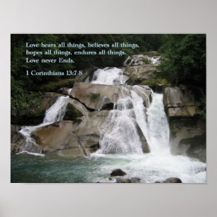 1 Corinthians 13:7-8 Waterval Poster