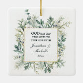 1 Corinthians 13:7-8 Winter Greenery Kerstmis Keramisch Ornament (Achterkant)