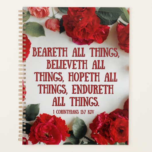 1 Corinthians 13:7 Bijbelkeuzekalanalender Planner (Voorkant)
