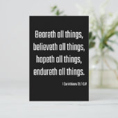 1 Corinthians 13:7 KJV Bijbelscriptgroet Kaart (Staand voorkant)