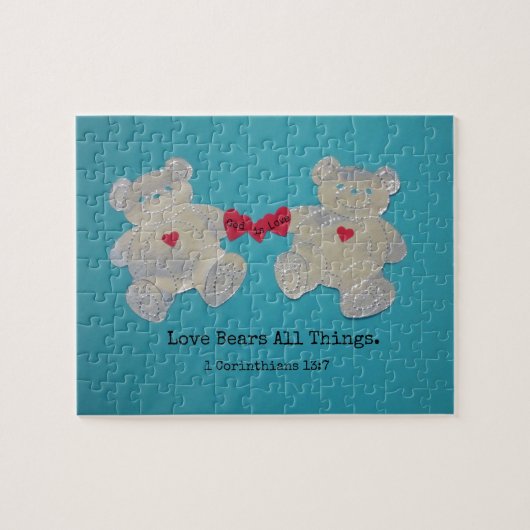 1 Corinthians 13:7 Liefde beren alles. Legpuzzel (Horizontaal)