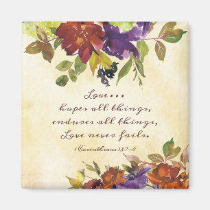 1 Corinthians 13:7 Love faalt nooit Autumn Floral Magneet