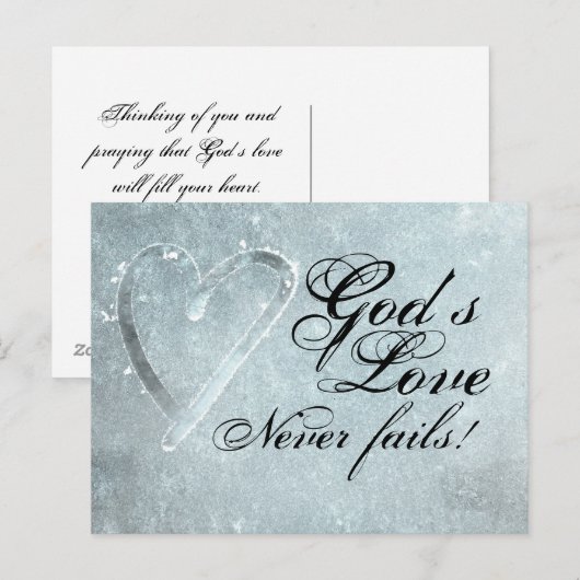 1 Corinthians 13:8 Gods liefde nooit mislukt Briefkaart (Voorkant / Achterkant)