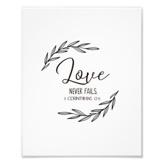 1 Corinthians 13:8, Liefde mislukt nooit Foto Afdruk