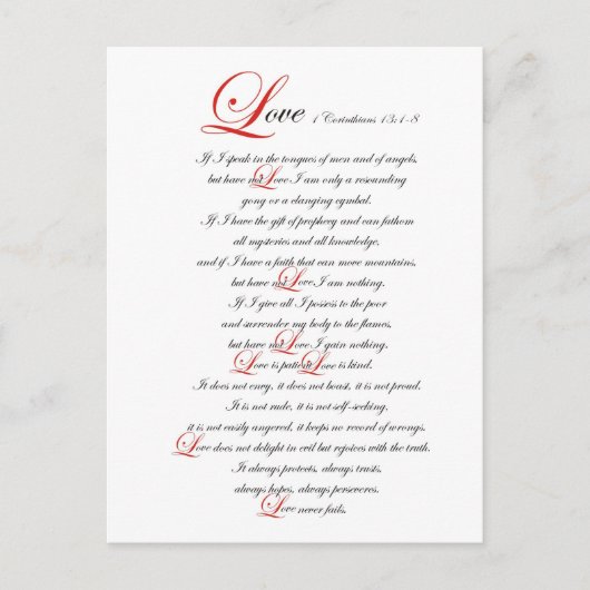 1 Corinthians 13 Briefkaart (Voorkant)