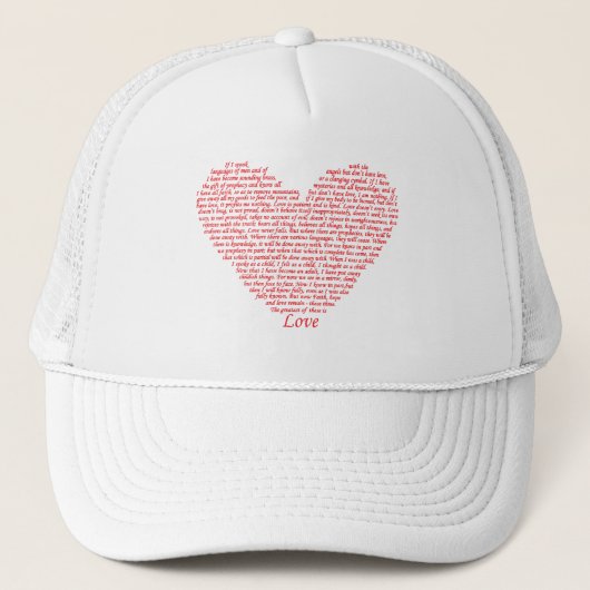 1 Corinthians 13 Christelijke Bijbelliefdeshart Trucker Pet (Voorkant)