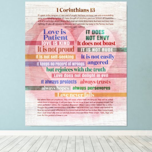 1 Corinthians 13 - Liefde Canvas Afdruk (Insitu (Houten vloer))