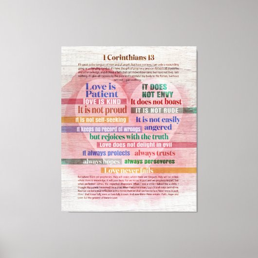 1 Corinthians 13 - Liefde Canvas Afdruk (Voorkant)