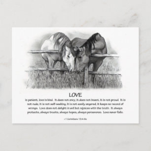 1 Corinthians 13: Liefde, paarden in potlood Briefkaart