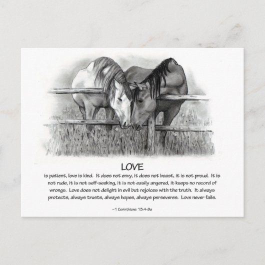 1 Corinthians 13: Liefde, paarden in potlood Briefkaart (Voorkant)