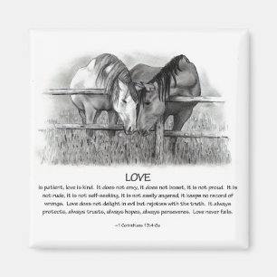 1 Corinthians 13: Liefde, paarden in potlood Magneet