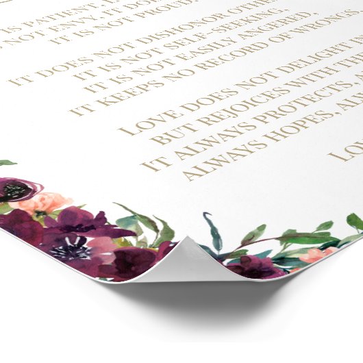 1 Corinthians 13 Love Bible Floral Poster (Hoek)
