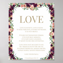 1 Corinthians 13 Love Bible Floral Poster