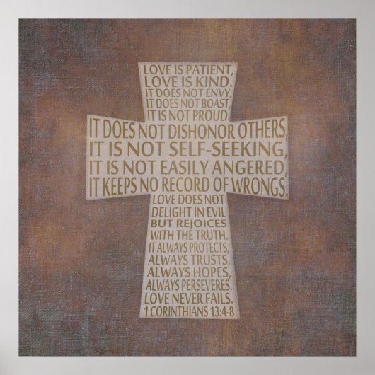 1 Corinthians 13 Love Chapter Cross Rustic Poster (Voorkant)